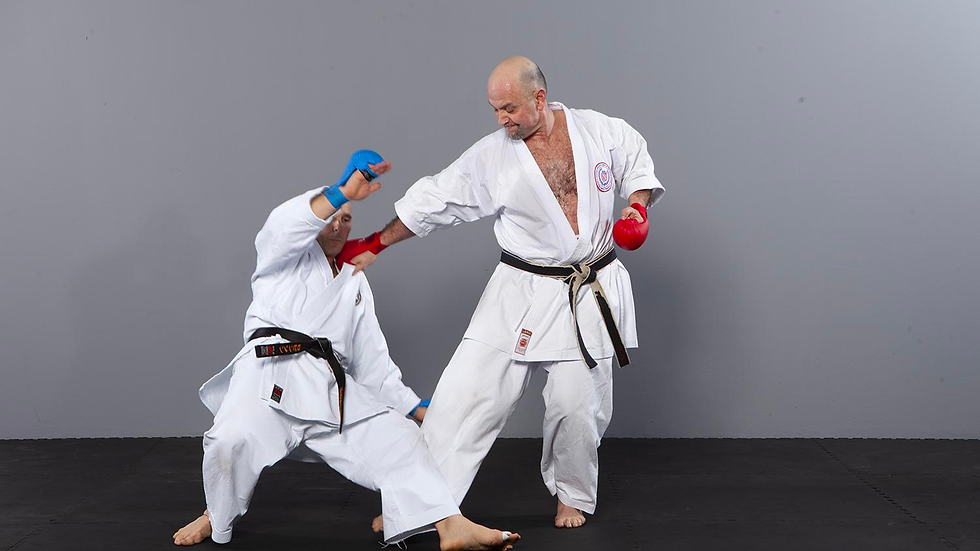 two martial artists demonstrating kata