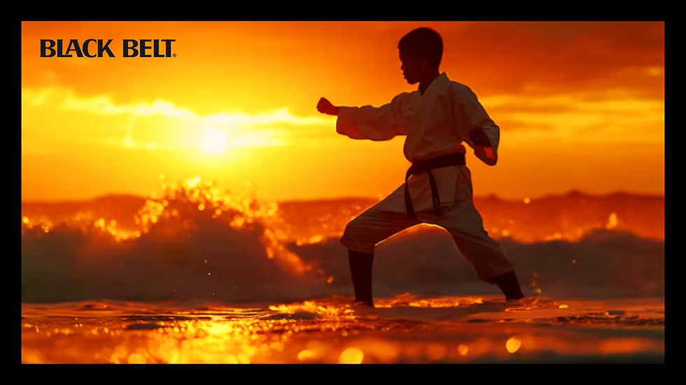 practising martial arts at the beach