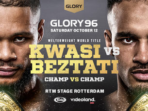 GLORY 96 Tickets on Sale Now, Kwasi vs Beztati for Welterweight World Title, October 12, RTM Stage, Rotterdam