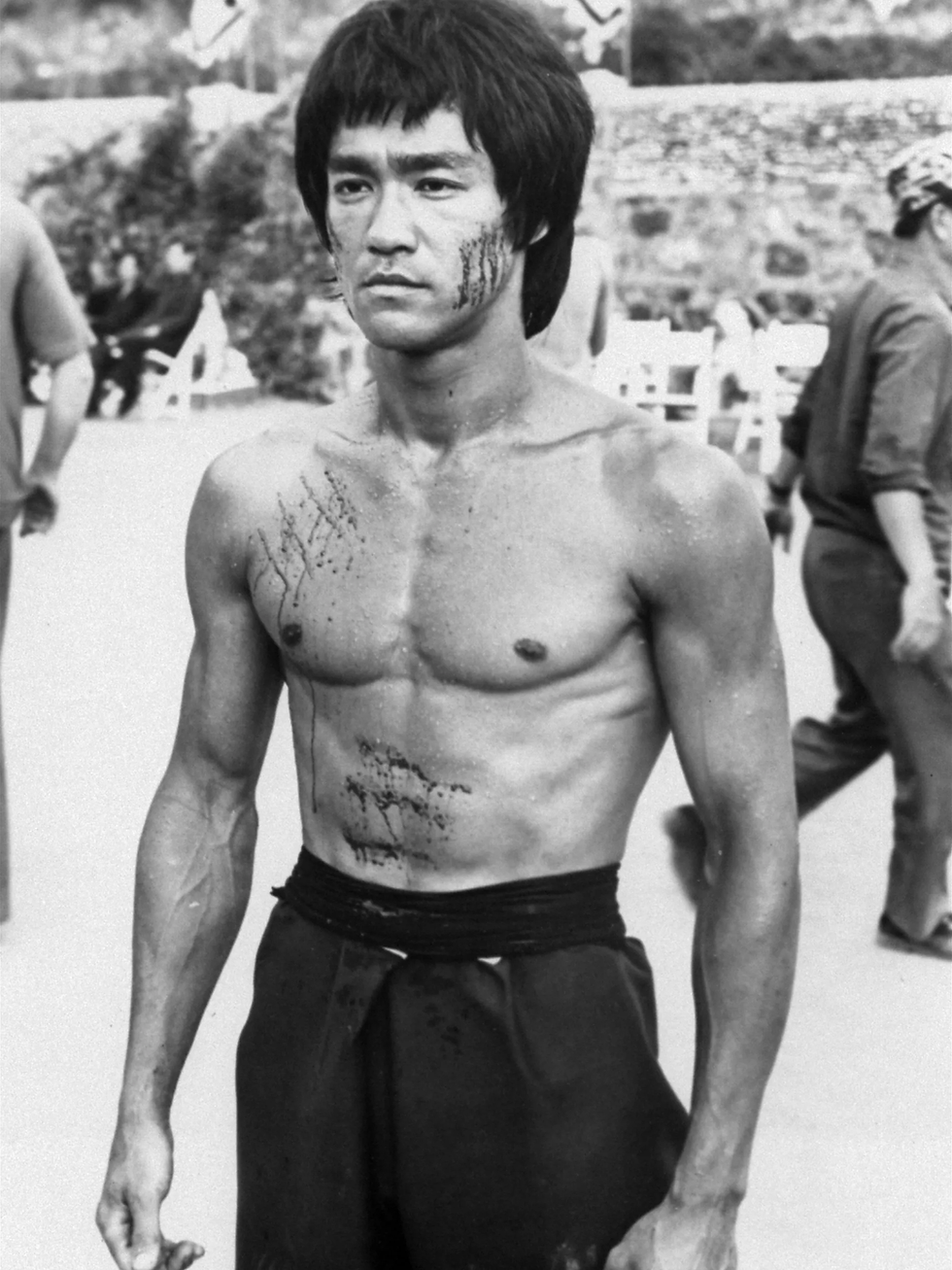 bruce lee on the sets of a movie