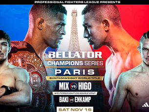 Bellator Champions Series Paris on November 16 to be Headlined by Bantamweight World Championship Fight between Patchy Mix and Leandro Higo at Adidas Arena