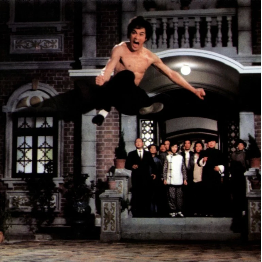 bruce lee flying kick