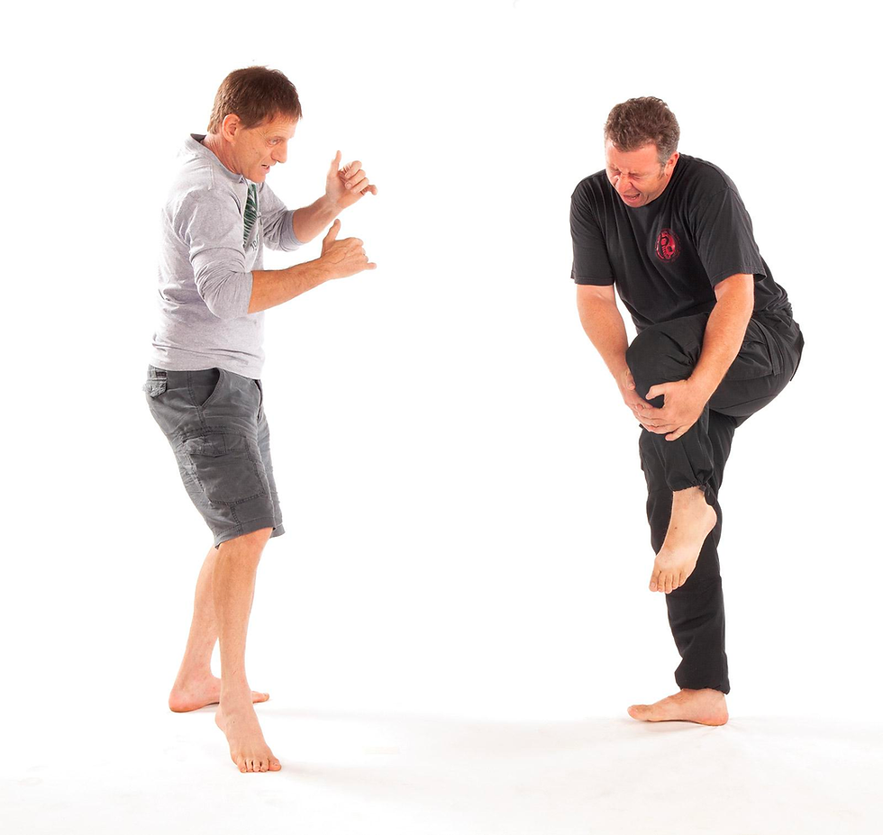The impact of shin on knee takes the leg out of commission...