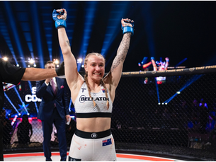 Sara Collins Finishes Leah Mccourt in First Round Via Submission at Bellator Champions Series, London to become the New Women's Featherweight No. 1 Contender