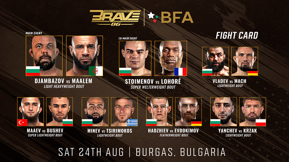 BRAVE CF 86 Bulgaria, Fight Card