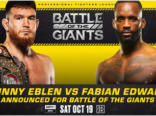 Johnny Elben vs Fabian Edwards Added to "Battle of the Giants" Main Card for October 19 on PPV