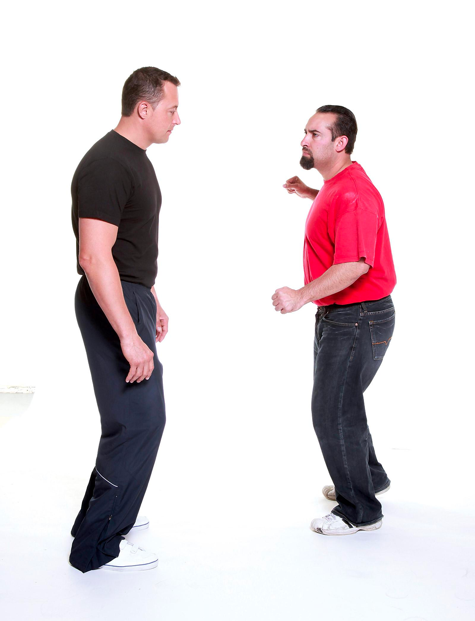 Val Riazanov (left) confronts the attacker.