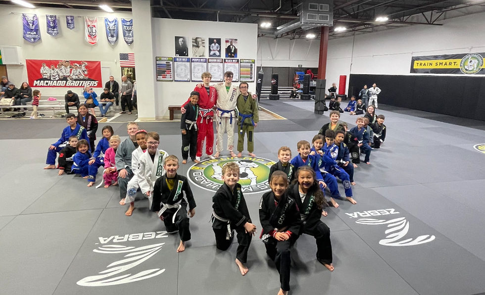 Young BJJ athletes line up