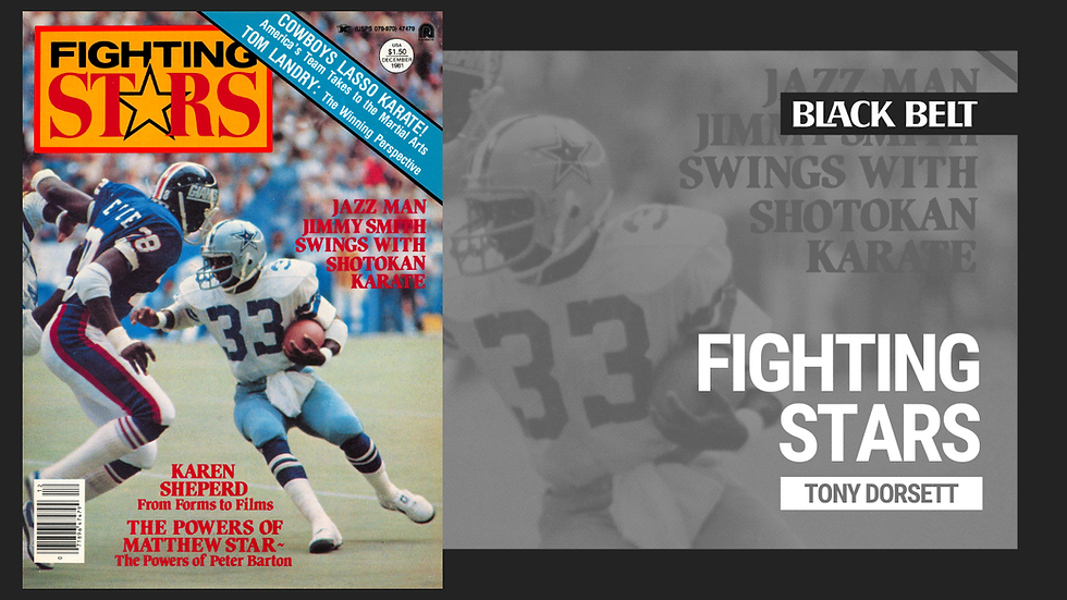Magazine cover with football player running, holding a football. Text: "Fighting Stars," "Jazz Man Jimmy Smith." Bold colors and dynamic action.