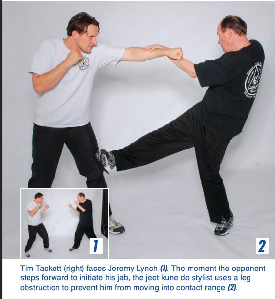 Tim showing defense against an attacker's jab