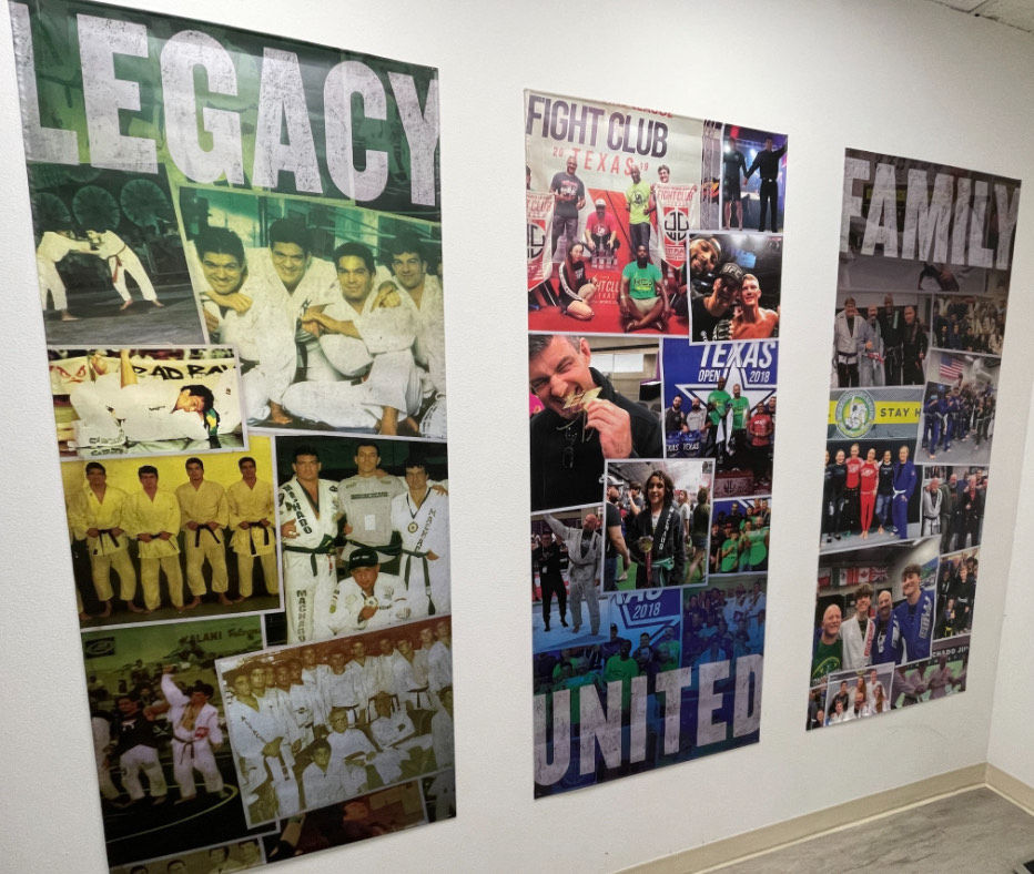 Posters adorn the walls of the school