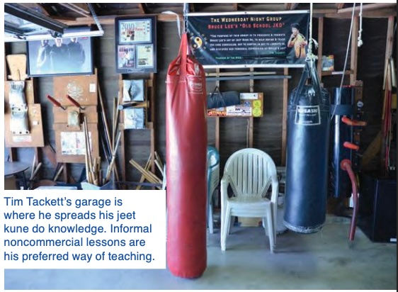 Tim Tackett's garage, where he teaches noncommercial lessons