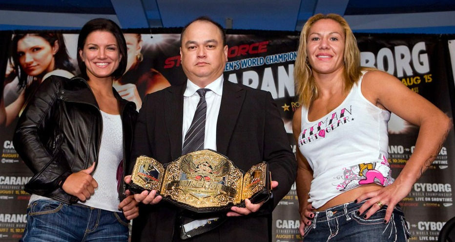 Gina Carano, Scott Coker, Cris Cyborg Courtesy of Bellator