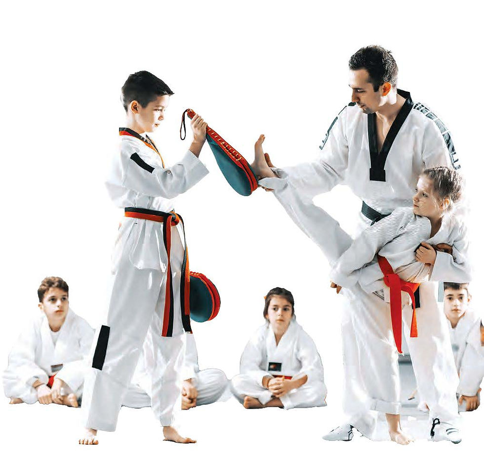 parent teaching kids martial arts