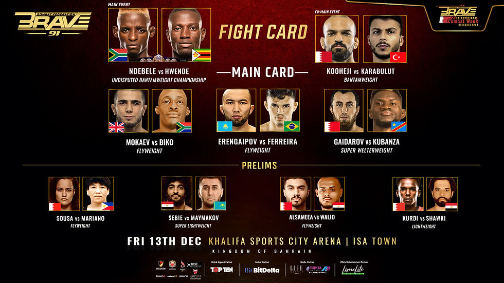 BRAVE CF 91 Fight Card